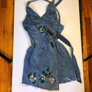 Coachella Jean Dress With Flowers